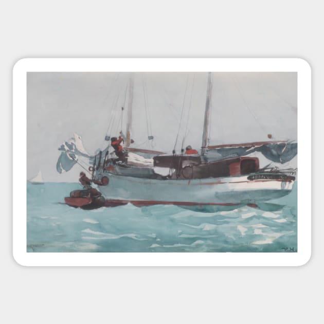 Taking on Wet Provisions (Schooner Marked Newport, K. W.) by Winslow Homer Sticker by Classic Art Stall